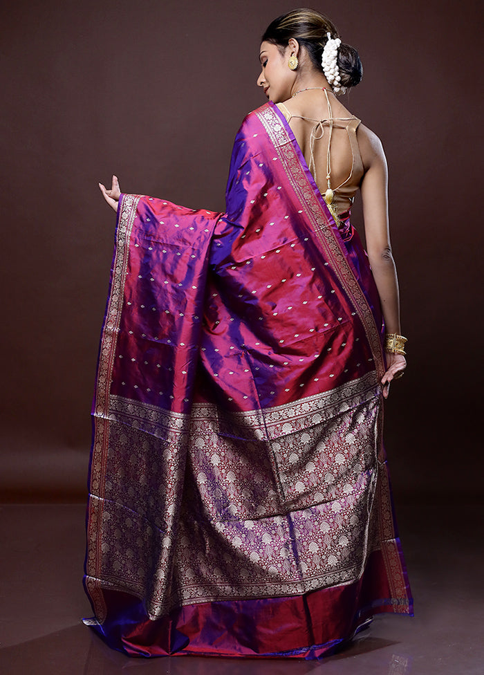 Pink Katan Silk Saree Without Blouse Piece - Indian Silk House Agencies