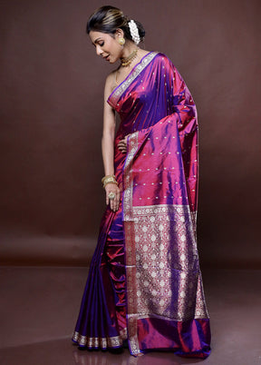 Pink Katan Silk Saree Without Blouse Piece - Indian Silk House Agencies