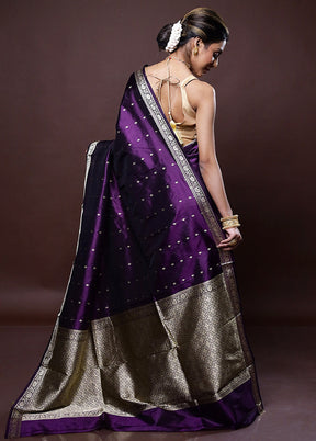 Purple Katan Silk Saree Without Blouse Piece - Indian Silk House Agencies