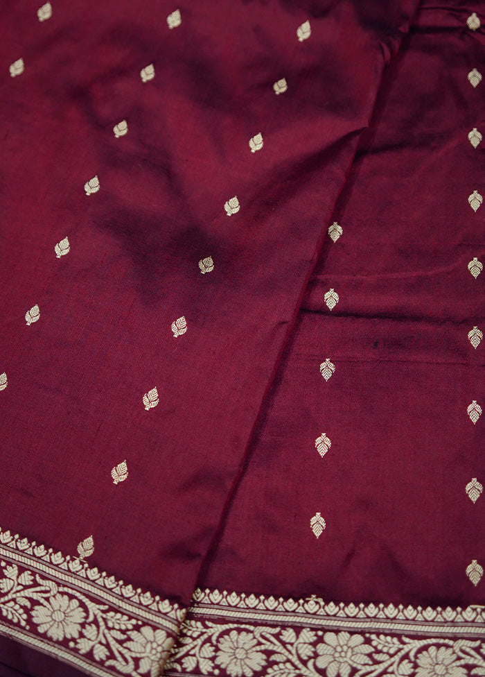 Maroon Katan Silk Saree Without Blouse Piece - Indian Silk House Agencies