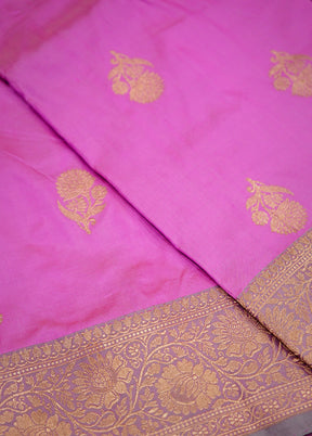 Pink Katan Pure Silk Saree Without Blouse Piece - Indian Silk House Agencies