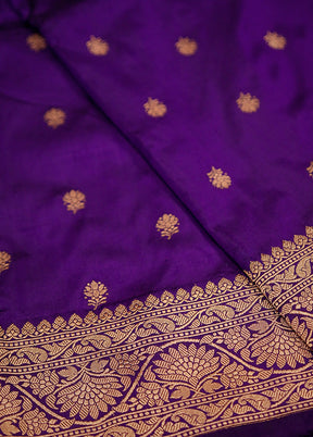 Purple Katan Pure Silk Saree Without Blouse Piece - Indian Silk House Agencies