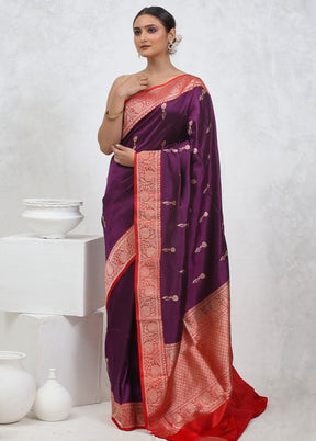 Pink Katan Pure Silk Saree With Blouse Piece - Indian Silk House Agencies