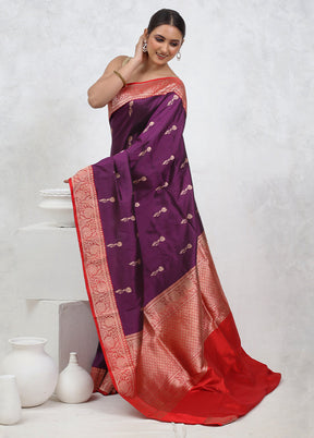 Pink Katan Pure Silk Saree With Blouse Piece - Indian Silk House Agencies