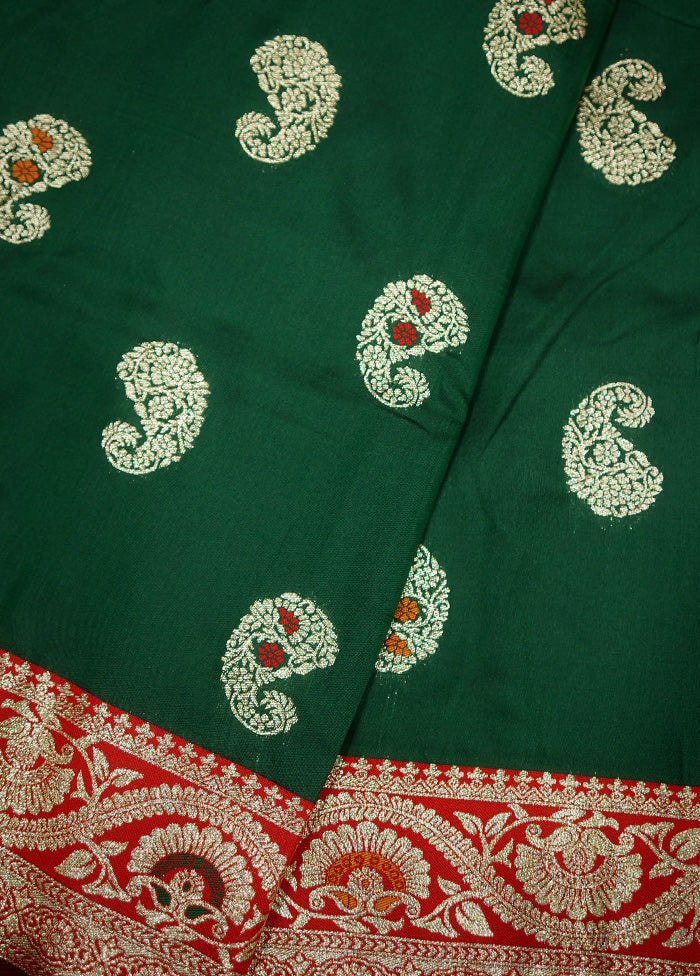 Green Dupion Silk Saree With Blouse Piece - Indian Silk House Agencies