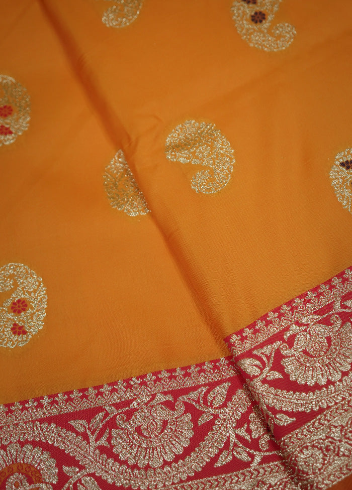 Yellow Dupion Silk Saree With Blouse Piece - Indian Silk House Agencies