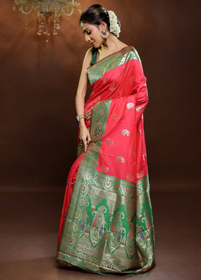 Pink Dupion Silk Saree With Blouse Piece