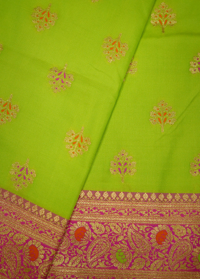 Green Dupion Silk Saree With Blouse Piece - Indian Silk House Agencies