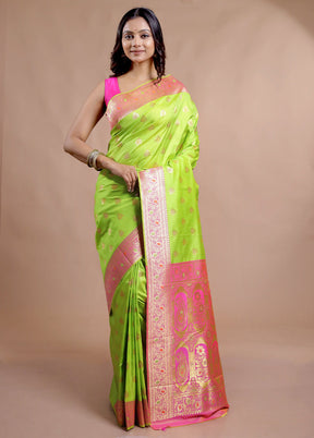 Green Dupion Silk Saree With Blouse Piece - Indian Silk House Agencies