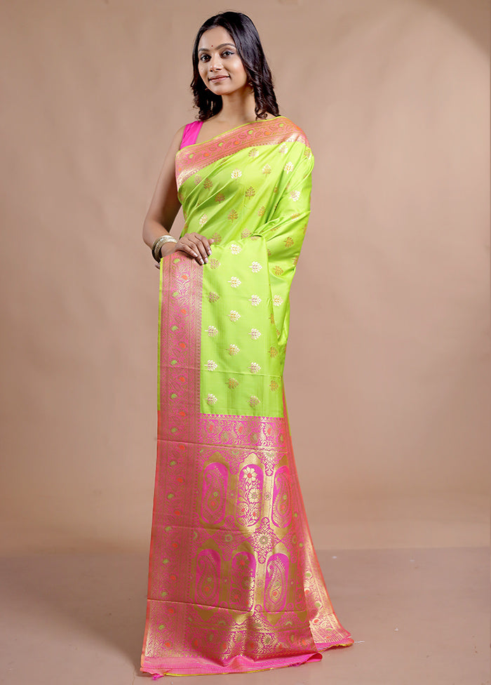 Green Dupion Silk Saree With Blouse Piece - Indian Silk House Agencies