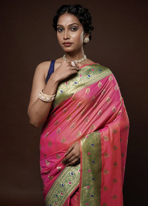 Pink Dupion Silk Saree With Blouse Piece - Indian Silk House Agencies