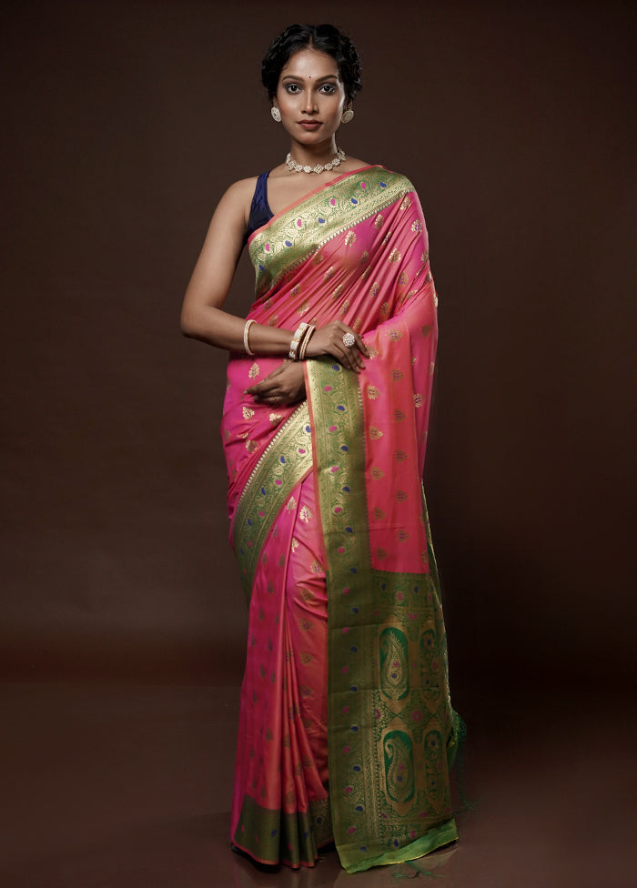 Pink Dupion Silk Saree With Blouse Piece - Indian Silk House Agencies