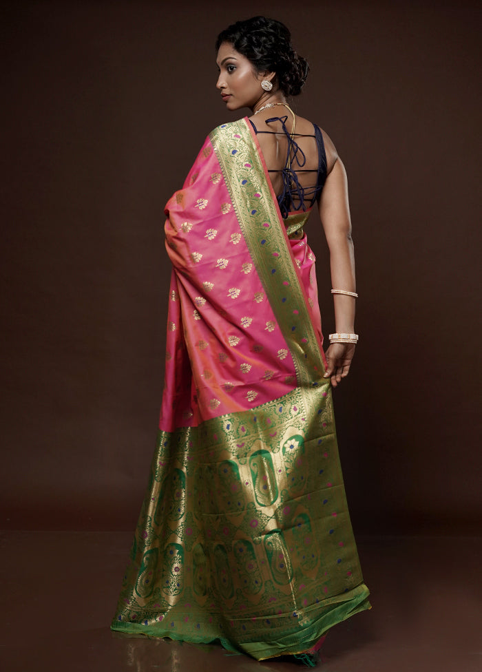 Pink Dupion Silk Saree With Blouse Piece - Indian Silk House Agencies