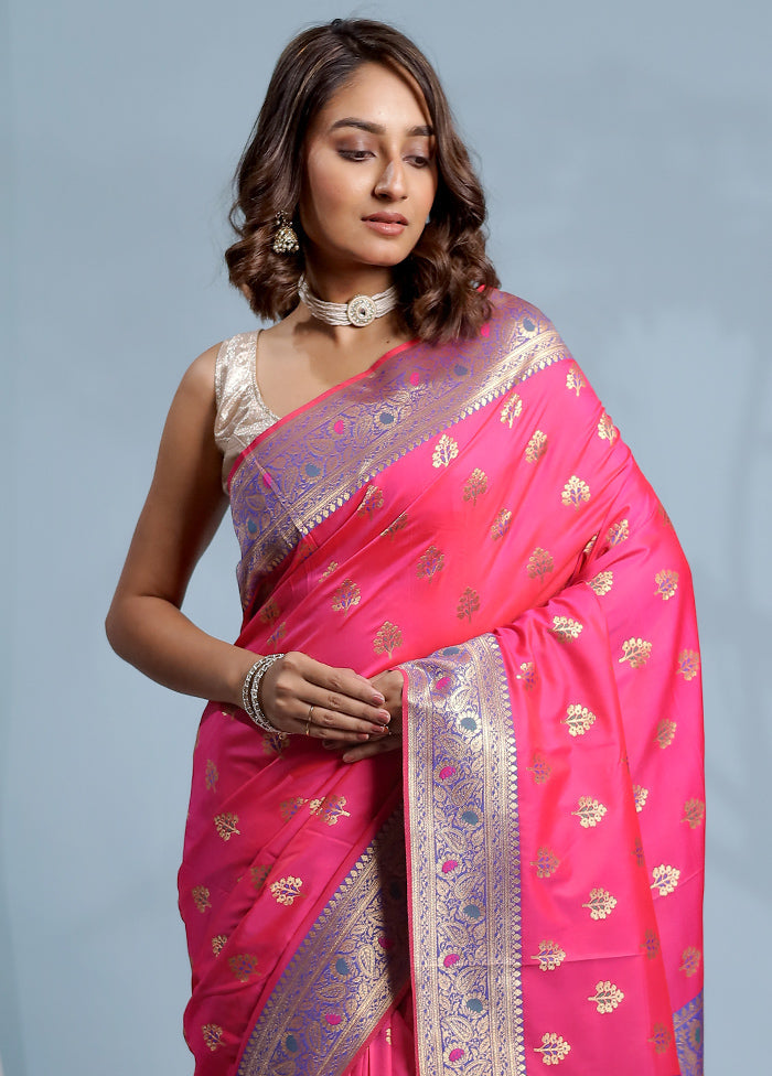 Pink Dupion Silk Saree With Blouse Piece - Indian Silk House Agencies