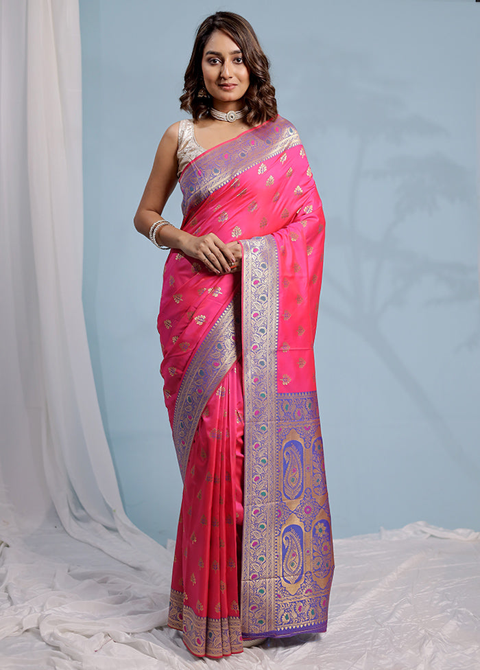 Pink Dupion Silk Saree With Blouse Piece - Indian Silk House Agencies