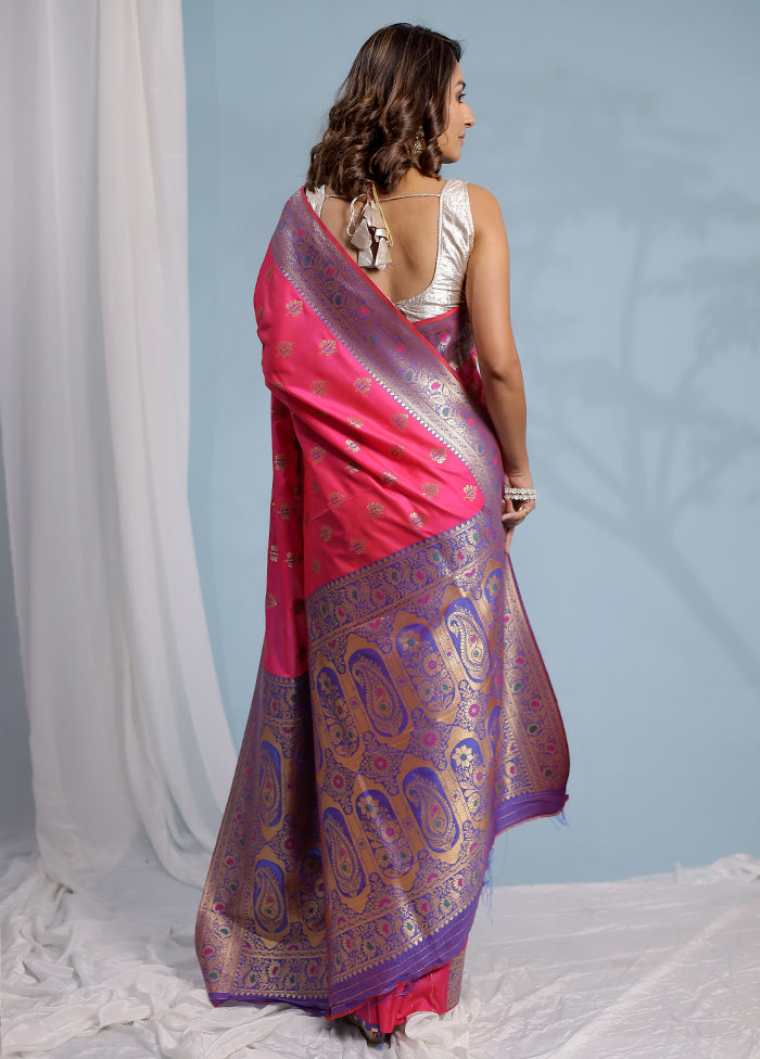 Pink Dupion Silk Saree With Blouse Piece - Indian Silk House Agencies