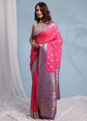 Pink Dupion Silk Saree With Blouse Piece - Indian Silk House Agencies