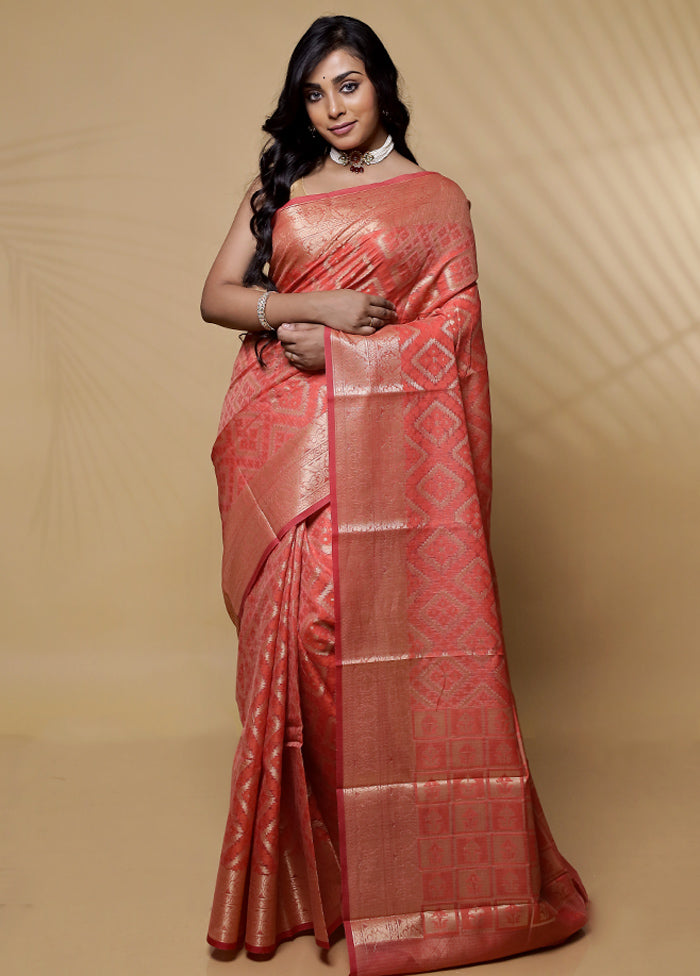 Pink Cotton Saree Without Blouse Piece - Indian Silk House Agencies