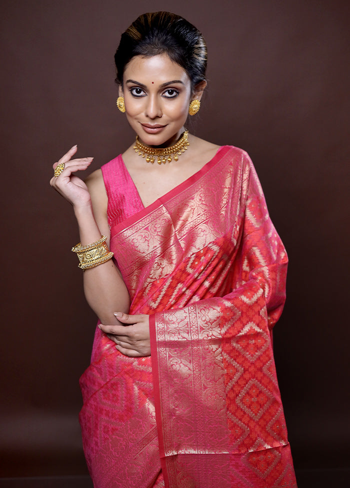 Pink Cotton Saree Without Blouse Piece - Indian Silk House Agencies