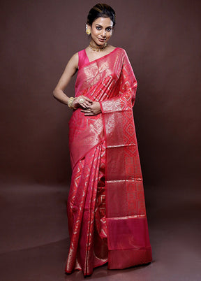 Pink Cotton Saree Without Blouse Piece - Indian Silk House Agencies