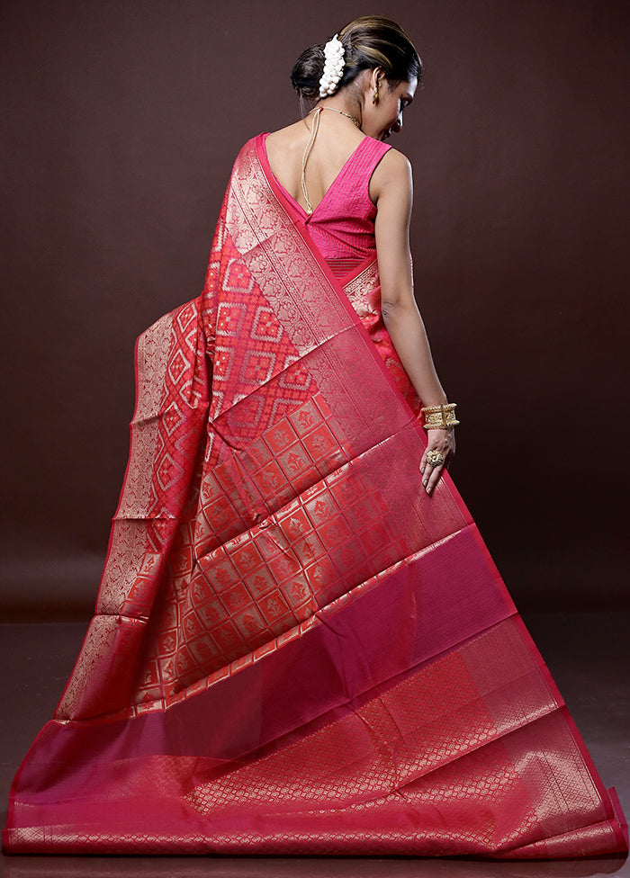 Pink Cotton Saree Without Blouse Piece - Indian Silk House Agencies