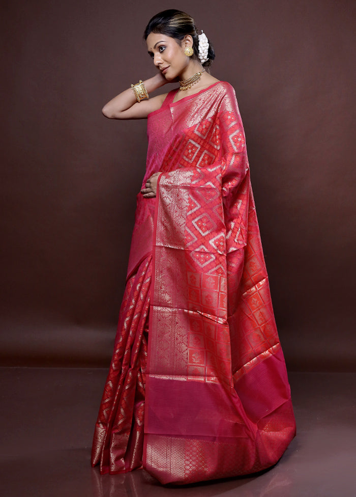 Pink Cotton Saree Without Blouse Piece - Indian Silk House Agencies