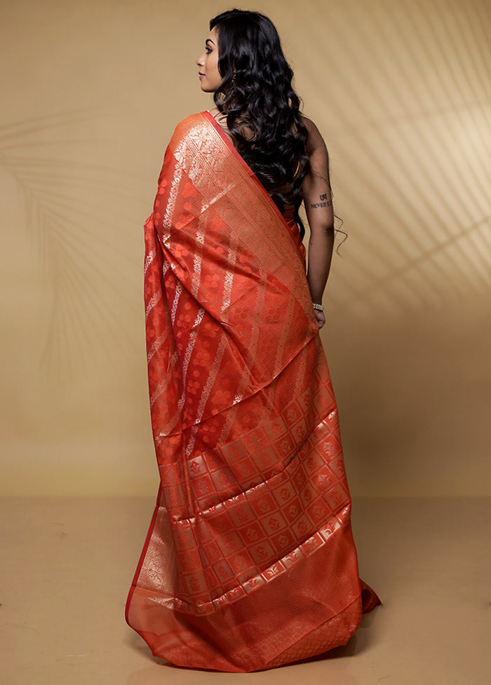 Rust Cotton Saree Without Blouse Piece - Indian Silk House Agencies