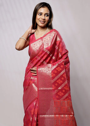 Pink Cotton Saree With Blouse Piece