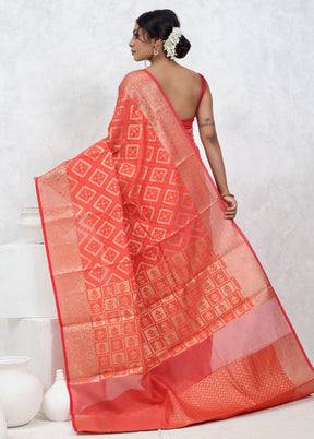 Pink Kota Cotton Saree With Blouse Piece