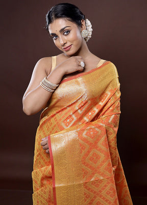 Rust Cotton Saree Without Blouse Piece - Indian Silk House Agencies