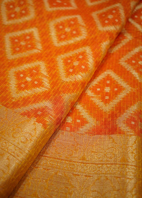 Rust Cotton Saree Without Blouse Piece - Indian Silk House Agencies