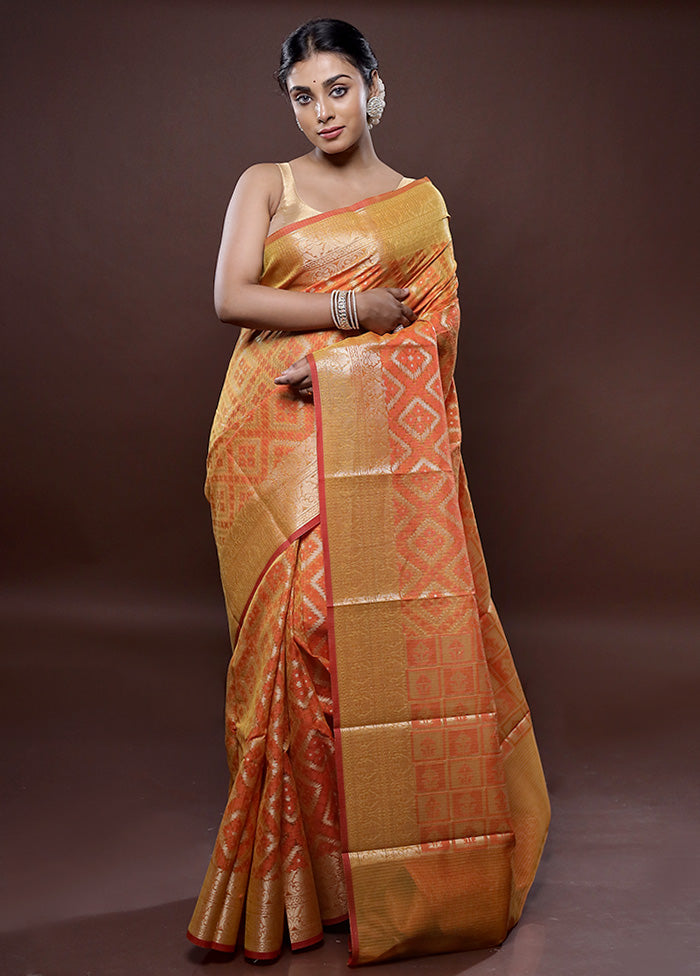 Rust Cotton Saree Without Blouse Piece - Indian Silk House Agencies