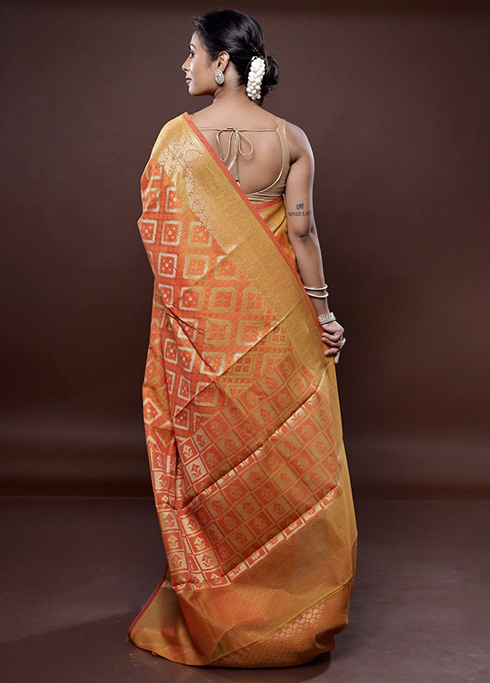 Rust Cotton Saree Without Blouse Piece - Indian Silk House Agencies