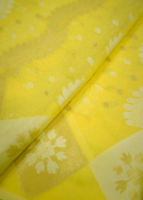 Yellow Kora Silk Saree Without Blouse Piece - Indian Silk House Agencies