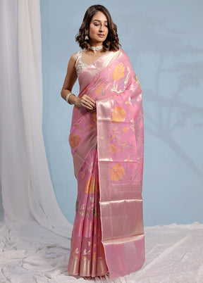 Pink Kora Silk Saree With Blouse Piece - Indian Silk House Agencies