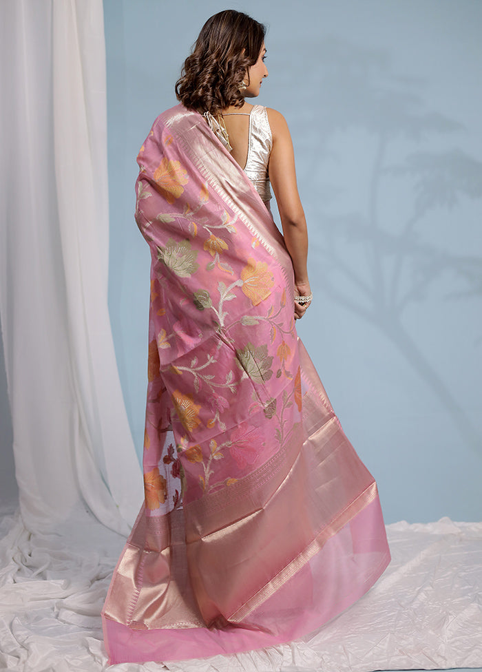 Pink Kora Silk Saree With Blouse Piece - Indian Silk House Agencies