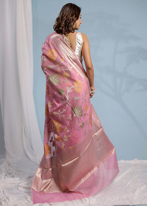 Pink Kora Silk Saree With Blouse Piece - Indian Silk House Agencies