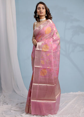 Pink Kora Silk Saree With Blouse Piece - Indian Silk House Agencies