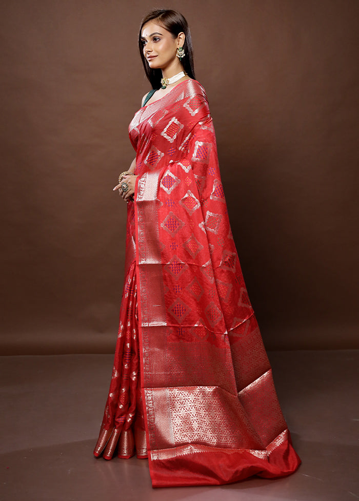 Pink Dupion Silk Saree With Blouse Piece