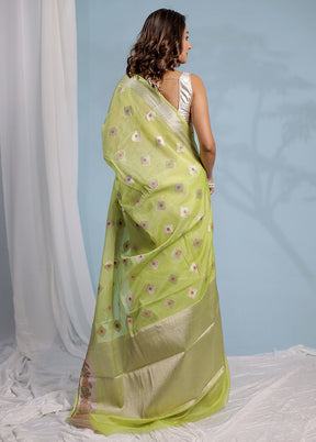 Green Dupion Silk Saree With Blouse Piece - Indian Silk House Agencies