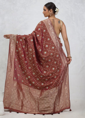 Brown Tissue Silk Saree With Blouse Piece - Indian Silk House Agencies