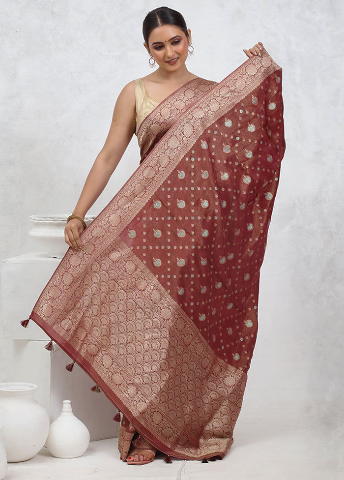 Brown Tissue Silk Saree With Blouse Piece - Indian Silk House Agencies