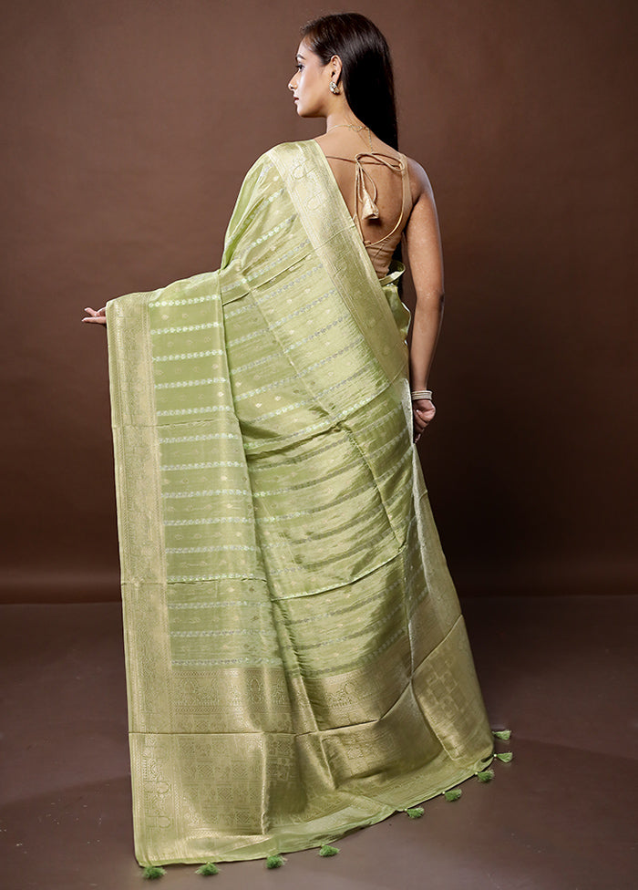 Green Tissue Silk Saree With Blouse Piece