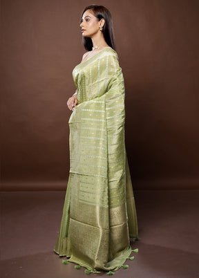 Green Tissue Silk Saree With Blouse Piece