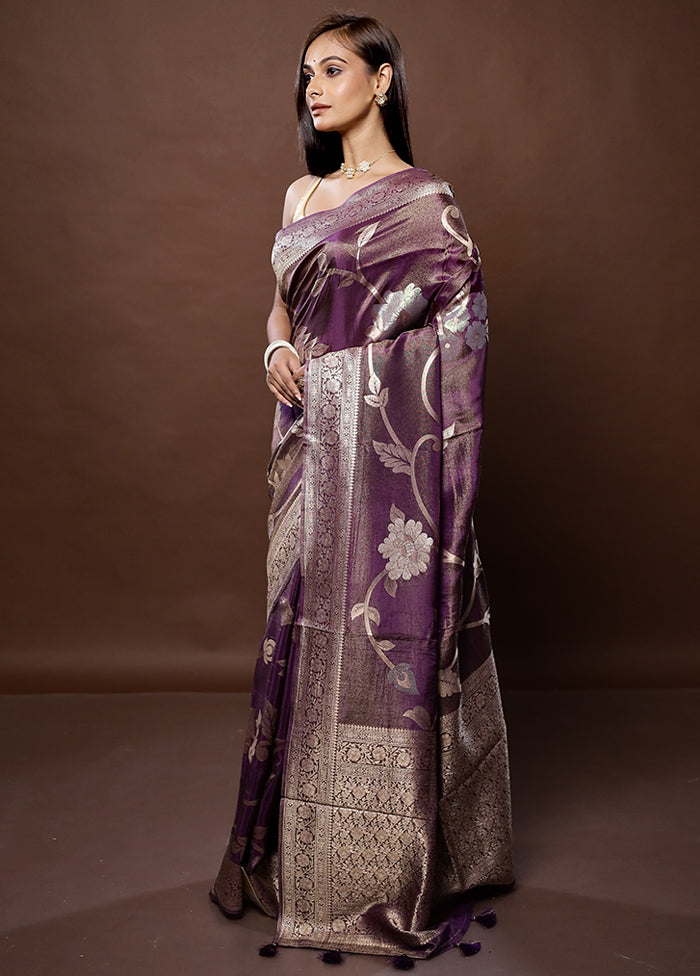 Purple Tissue Silk Saree With Blouse Piece