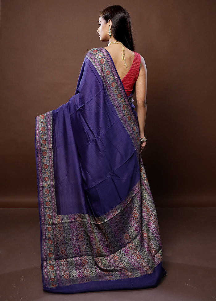 Blue Georgette Saree With Blouse Piece