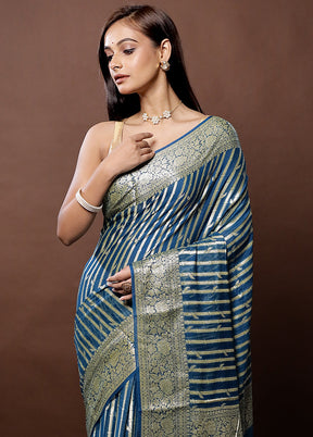 Blue Georgette Saree With Blouse Piece