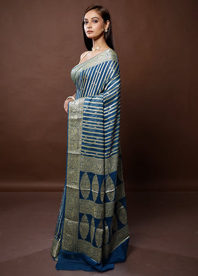 Blue Georgette Saree With Blouse Piece