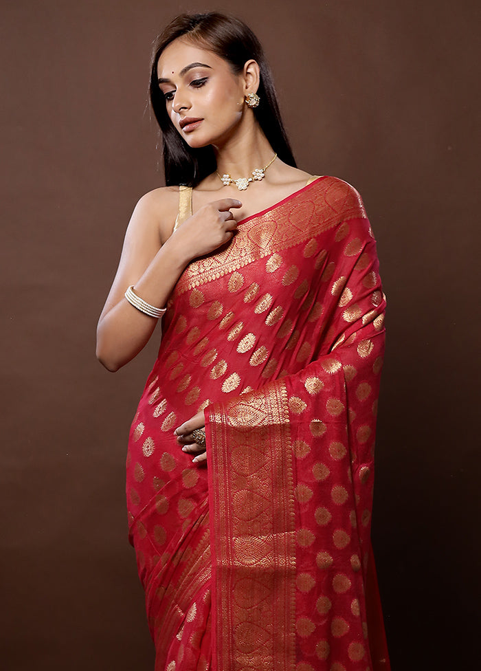 Pink Georgette Saree With Blouse Piece - Indian Silk House Agencies