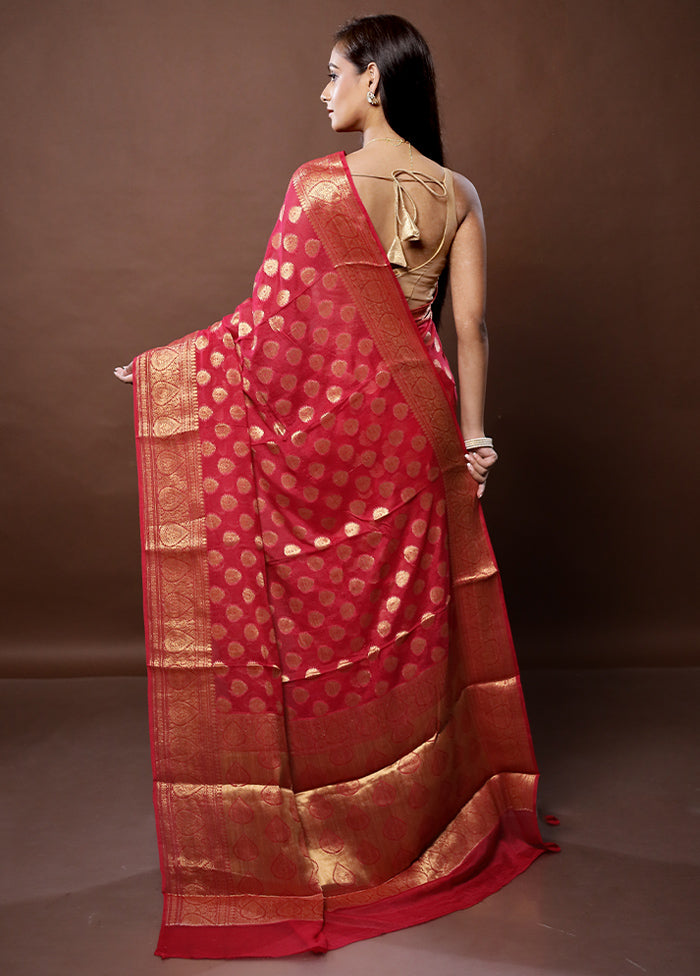 Pink Georgette Saree With Blouse Piece